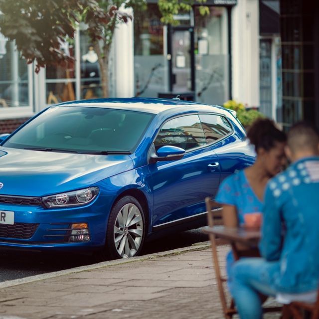 Blue parked car